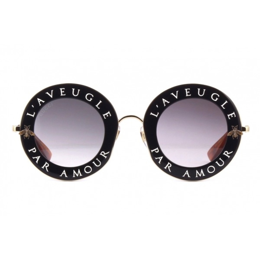 Gucci GG0113S 001 Sunglasses L’AVEUGLE PAR AMOUR Round-frame metal sunglasses